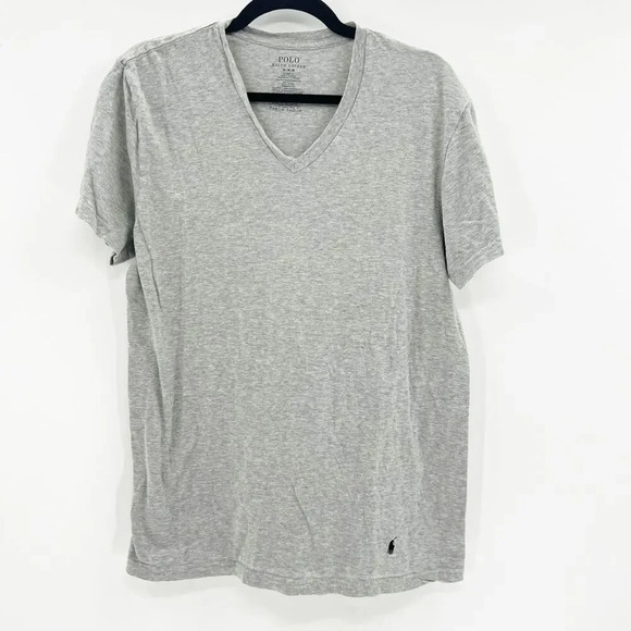 Polo Ralph Lauren V Neck Tee T Shirt Mens Size M Gray Basic Cotton Classic Fit - Picture 1 of 3
